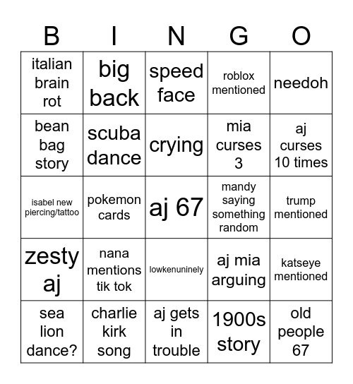 Sunday Easter Bingo Card