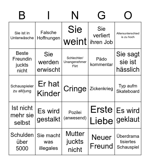 Hilf mir Bingo Card