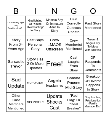 SRRS Bingo Card