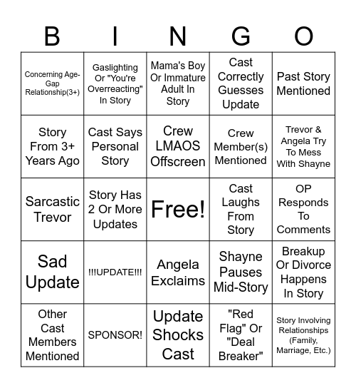 SRRS Bingo Card
