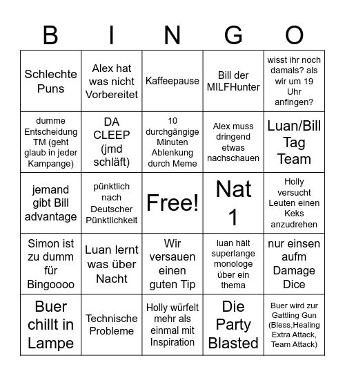 Quintin Elementra - The Game - The Movie - Das Bingobegleitspiel Bingo Card