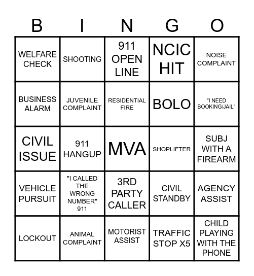 DISPATCH BINGO Card