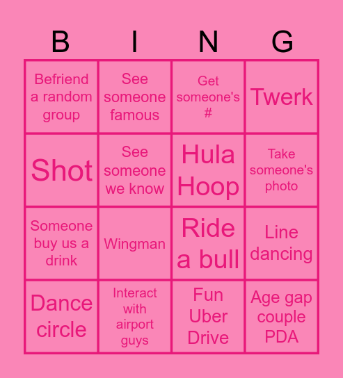 Nashville Bingo Card