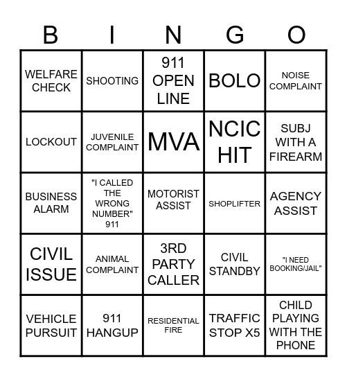 DISPATCH BINGO Card