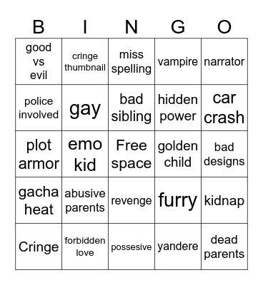Gacha bing Bingo Card