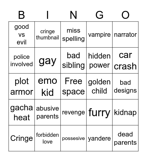 Gacha bing Bingo Card