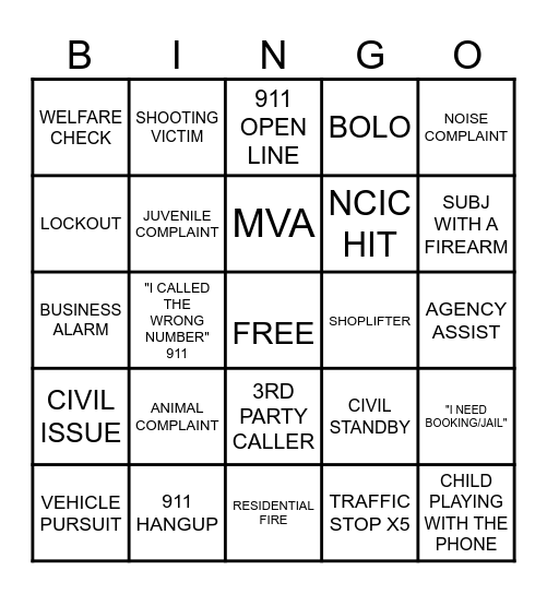 DISPATCH BINGO Card