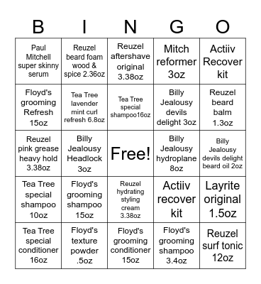 Floyd's Bingo Card