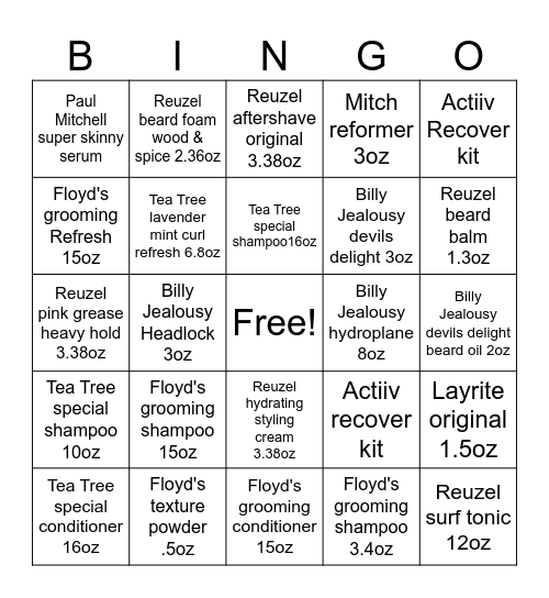 Floyd's Bingo Card