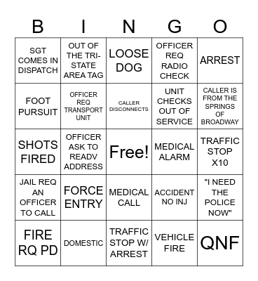 DISPATCH BINGO Card