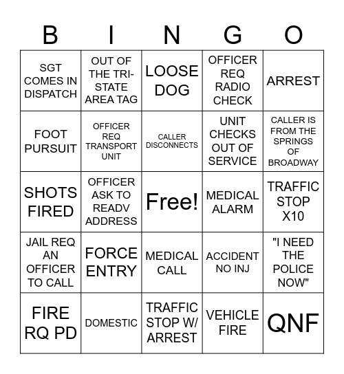 DISPATCH BINGO Card