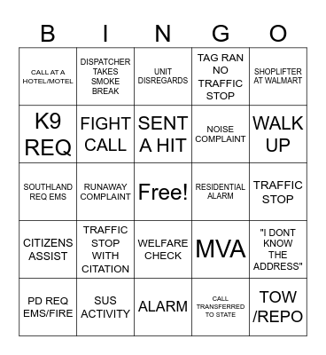 DISPATCH BINGO Card