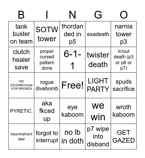 dsr bingo Card