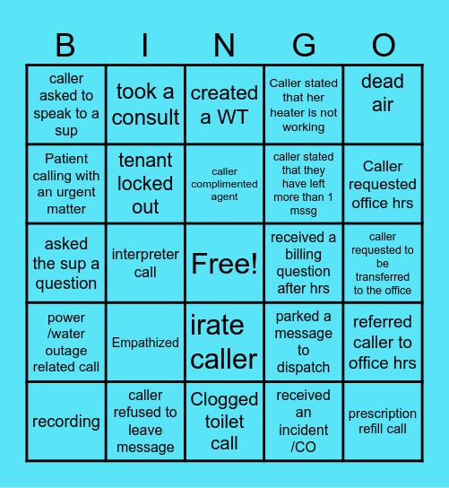 CMS  Bingo card Bingo Card