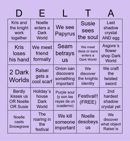 DELTARUNE BINGO Card