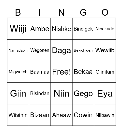 Greetings Bingo Card