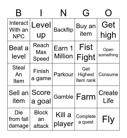 YApyapy Bingo Card