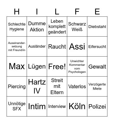 Hilf Mir Bingo Card