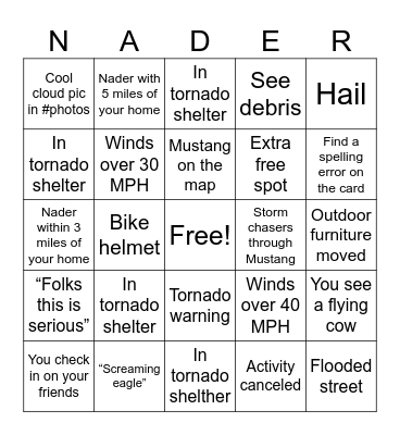 Oklahoma Severe Weather Bingo Card