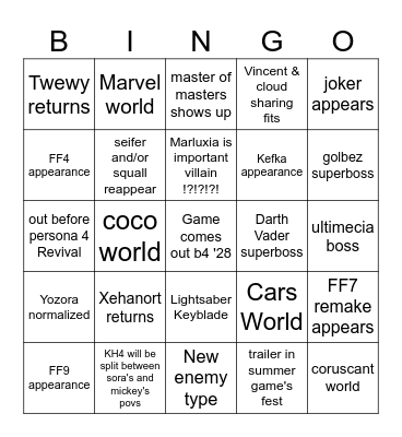 KH4 COPE BINGO (pls) Bingo Card