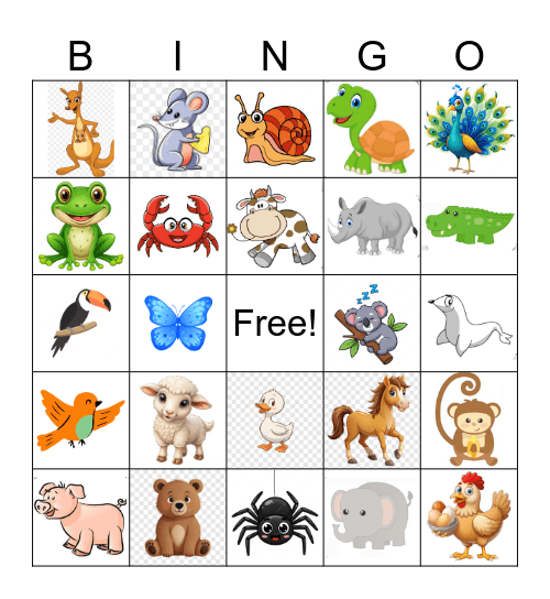 Animais Bingo Card