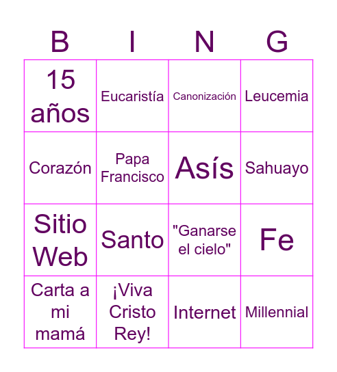 BINGO DEL SANTO Bingo Card