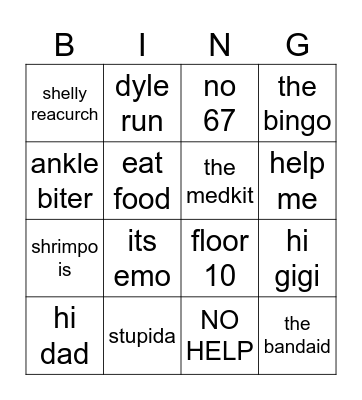 shelly Bingo Card