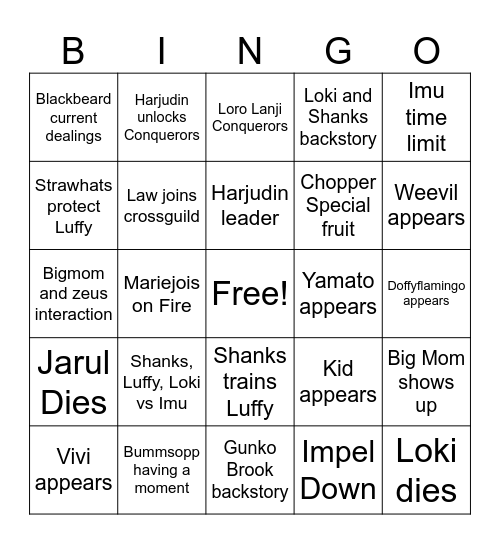 El-BARF Bingo Card
