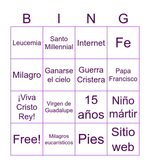 BINGO DEL SANTO Bingo Card