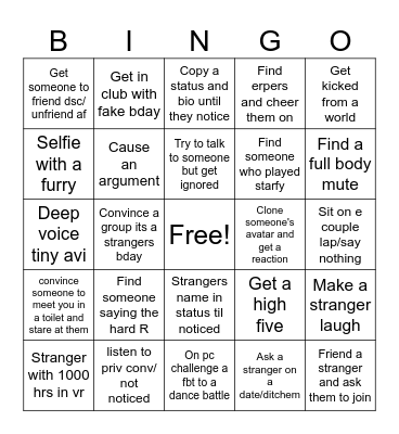 VRChat Bingo Card