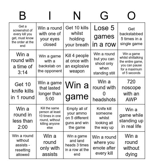 Real Life Bingo Card