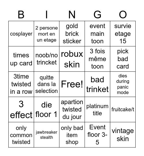 the amazing dandys world noobs bingo 🥀 Bingo Card