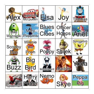 Fictional Character Bingo! Bingo Card