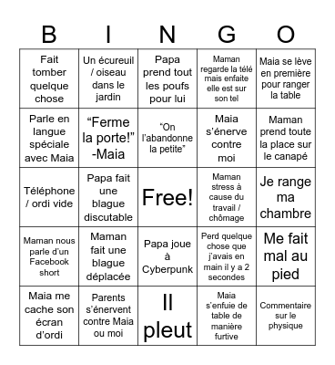 Family Bingo Card