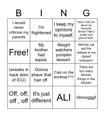 Narcissist Bingo Card