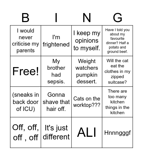 Narcissist Bingo Card