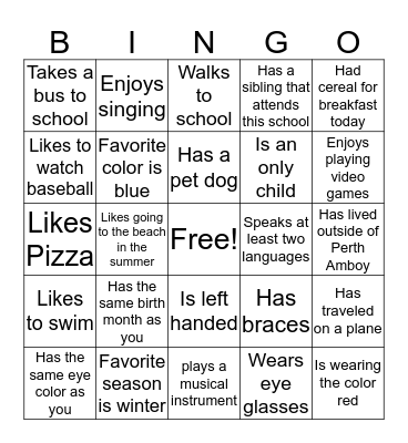Who in this class....... Bingo Card