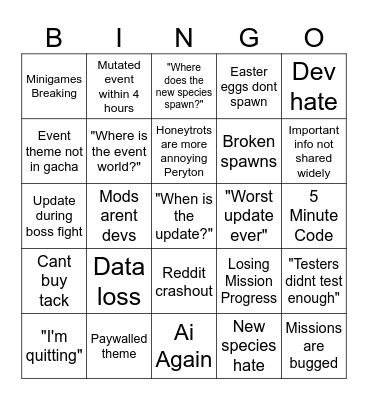 Horse Life Easter 2026 Week 1 Bingo Card