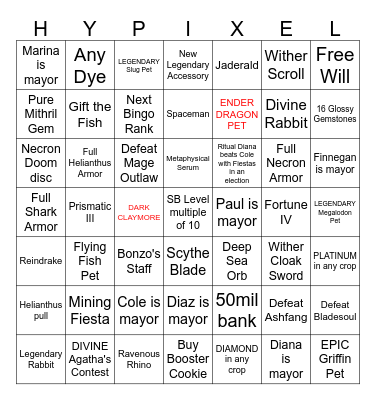 Skyblock Bingo Card
