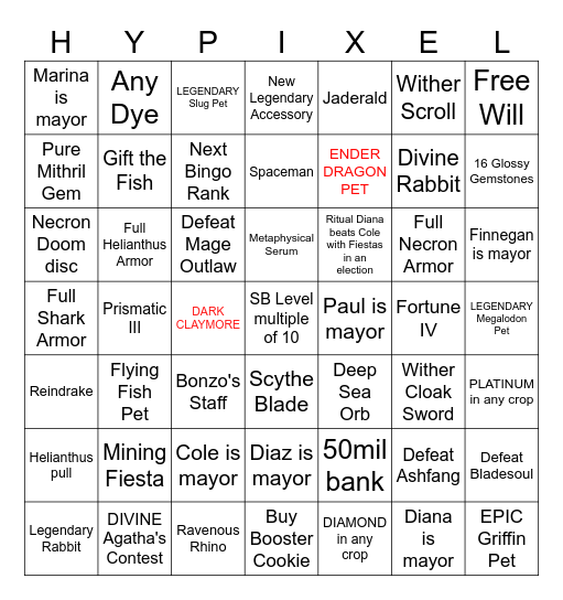 Skyblock Bingo Card