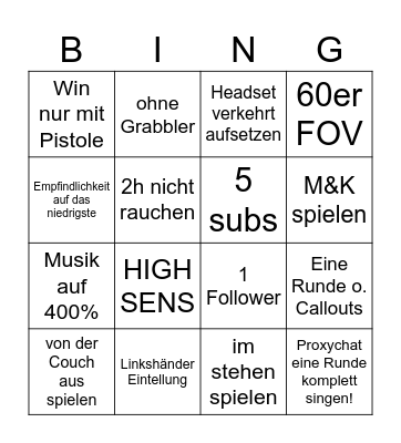 Win-Challange Bingo Card