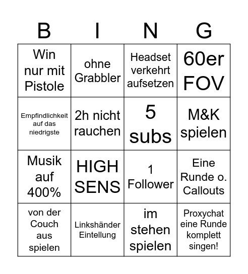 Win-Challange Bingo Card