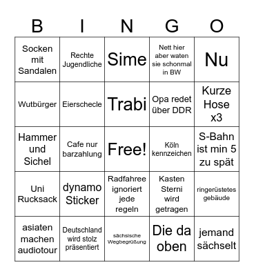 Dresden klischees Bingo Card