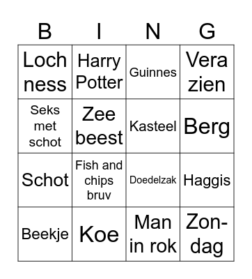 Schotland Bingo Card