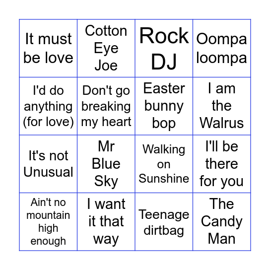 Round 1 Bingo Card