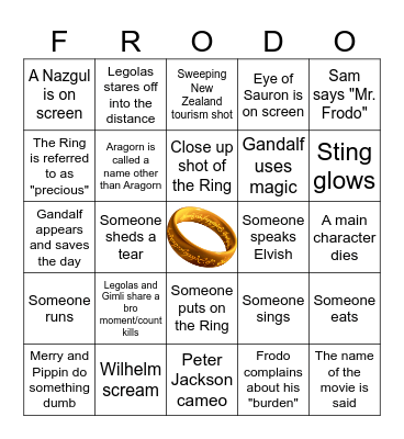 LotR Bingo Card