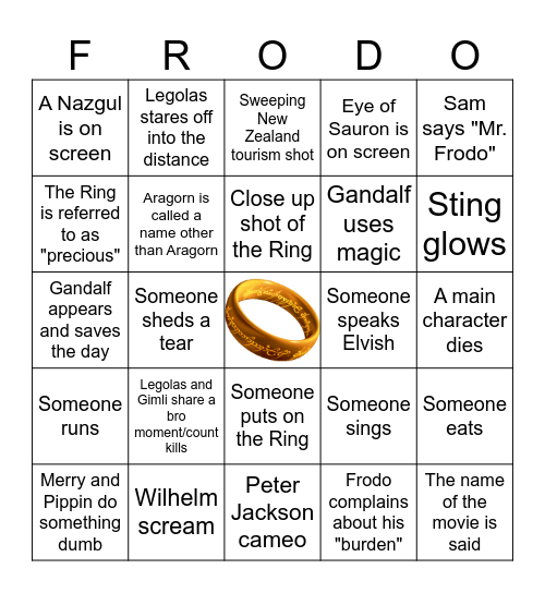 LotR Bingo Card