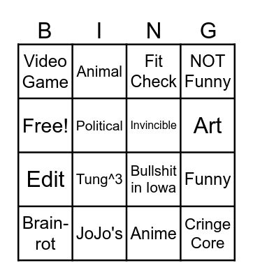 Insta Bingo Card