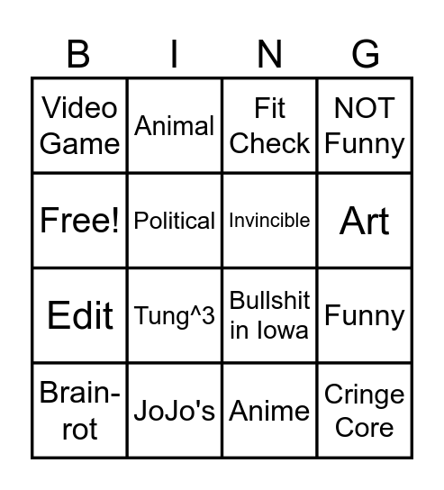 Insta Bingo Card