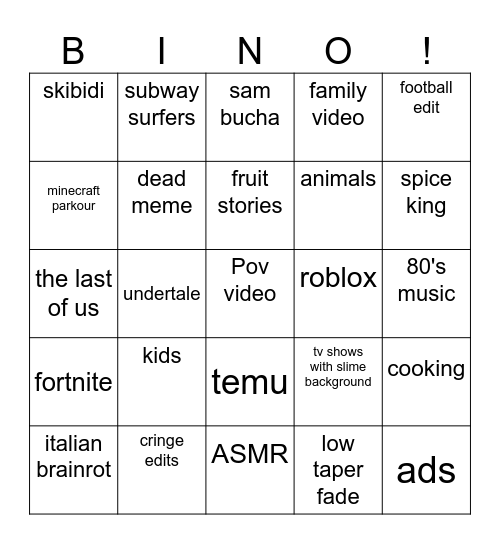 Untitled Bingo Card